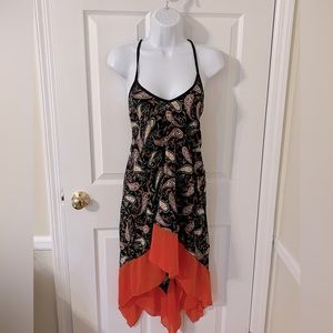 Black & Coral Paisley - Midi Sundress - Medium